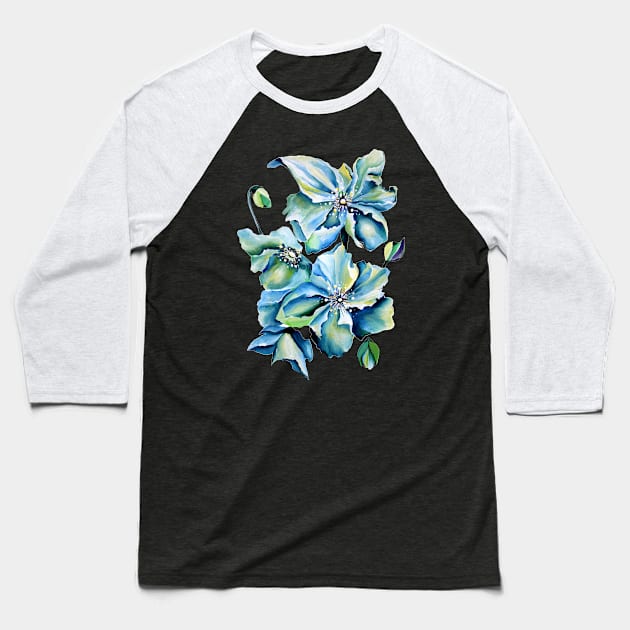 Himalayan Asian Flowers Baseball T-Shirt by Nisuris Art